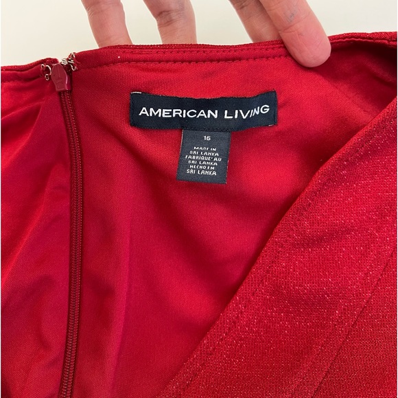 American Living Red V-neck Lurex Dress Size 16 - Picture 7 of 16